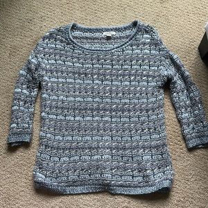 Lucky Brand grey and blue knit sweater quarter sleeves